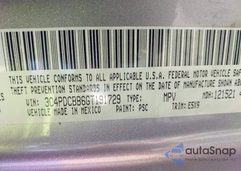 2016 Dodge Journey Sxt из США, поврежденный, VIN 3C4PDCBB6GT191729